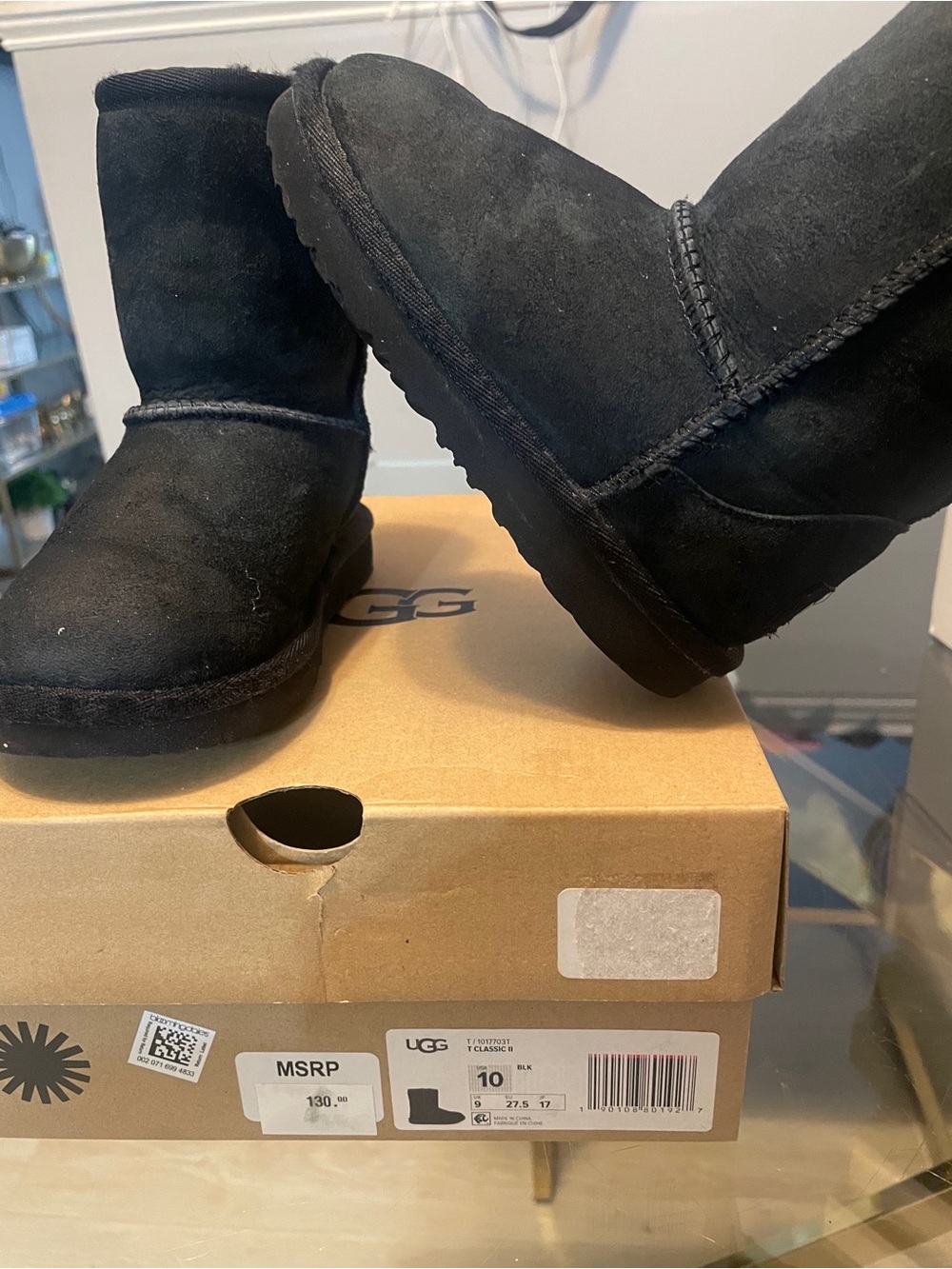 UGG Black Short Suede Shearling Boots